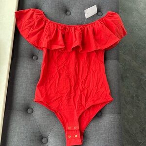 J.Crew, red bodysuit, size extra small, new with tags